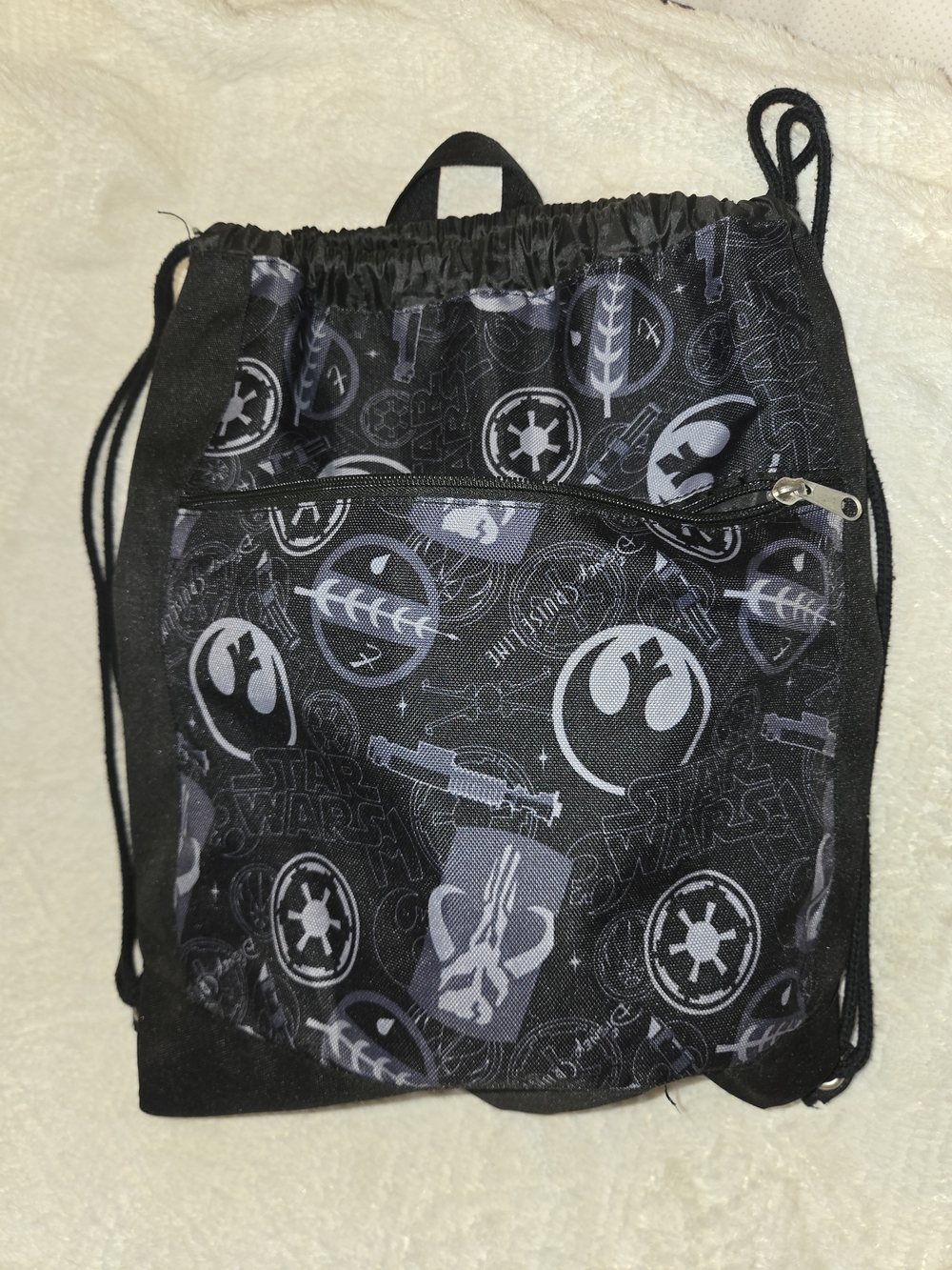 Star Wars Black and Gray Logo Drawstring Backpack
